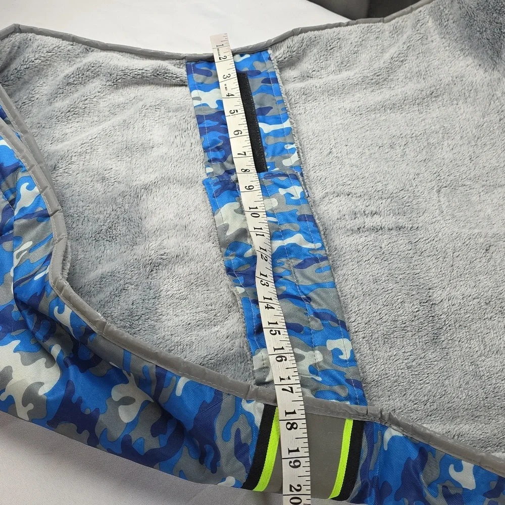 Top Paw Blue and Gray Camouflage Large Dog Coat Reflective Furry Lined Hook&Loop
